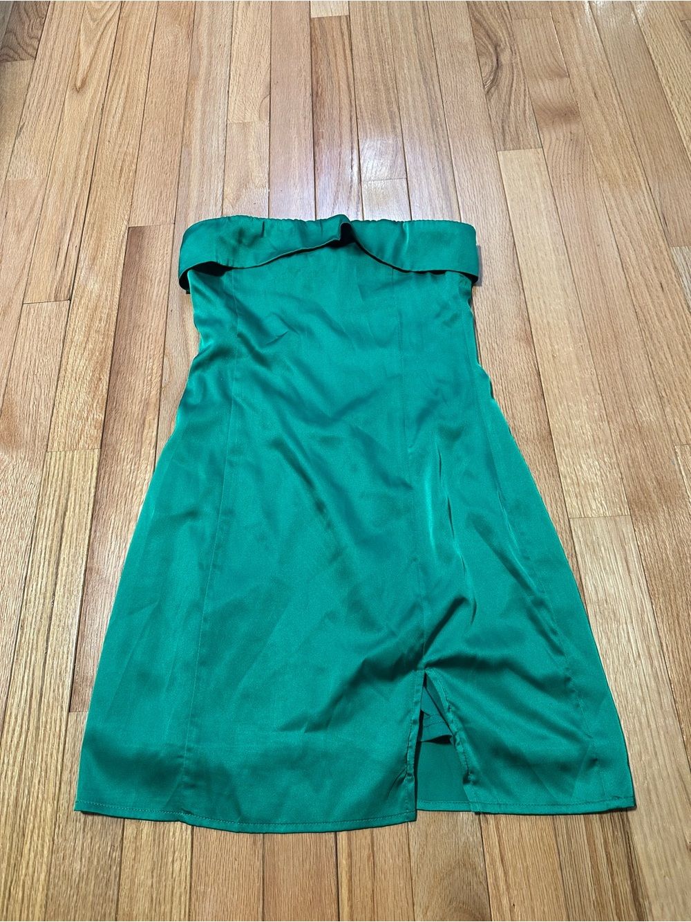 Hazel Boutique Strapless Green Satin Cocktail Dress Small